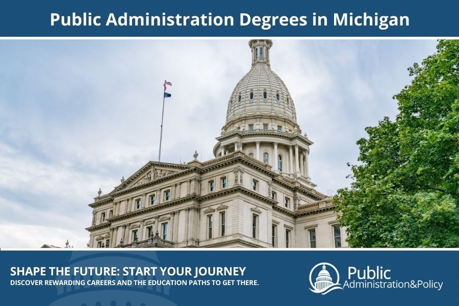 Michigan State Capitol building in Lansing, a Renaissance Revival structure pivotal to Public Administration in Michigan.