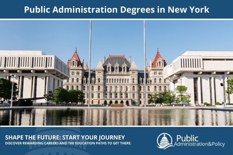 New York State Capitol building in Albany, a grand and ornate site central to Public Administration in the Empire State.