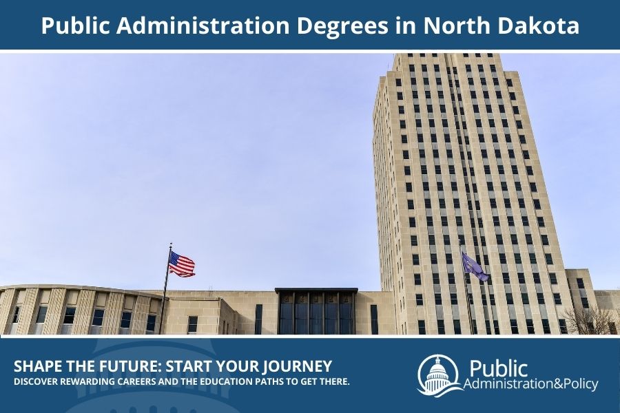 North Dakota State Capitol building in Bismarck, a sleek Art Deco design pivotal to Public Administration in the state.