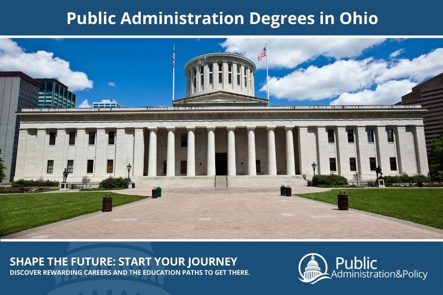 Ohio Statehouse in Columbus, a Greek Revival landmark serving as a hub for Public Administration in Ohio.