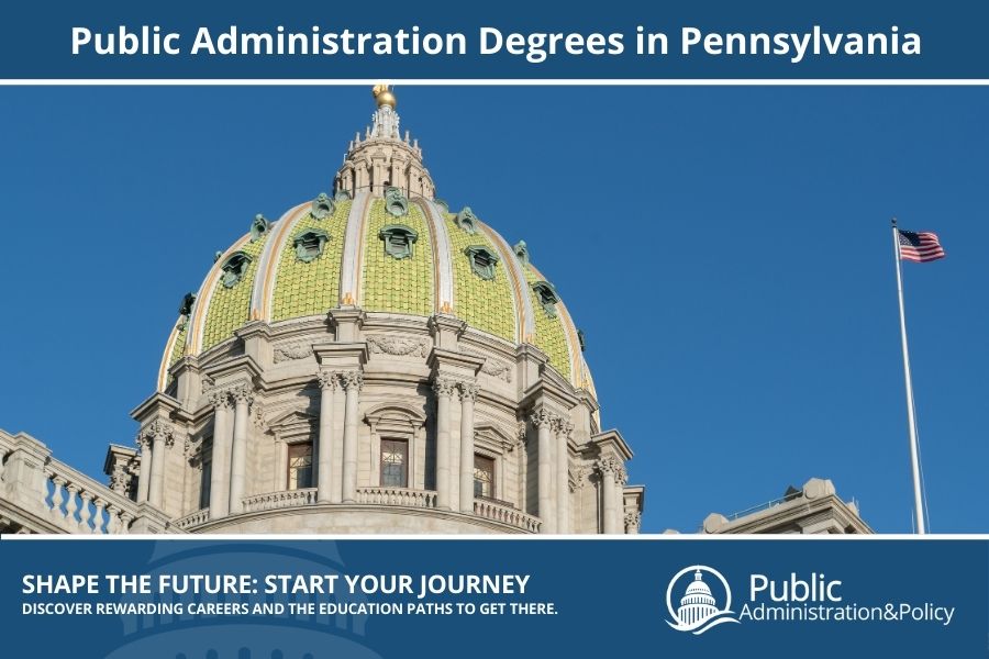 Pennsylvania State Capitol building in Harrisburg, a Beaux-Arts masterpiece representing Public Administration in the state.