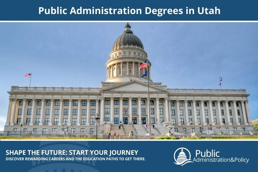 Utah State Capitol building in Salt Lake City, a neoclassical structure central to Public Administration in Utah.