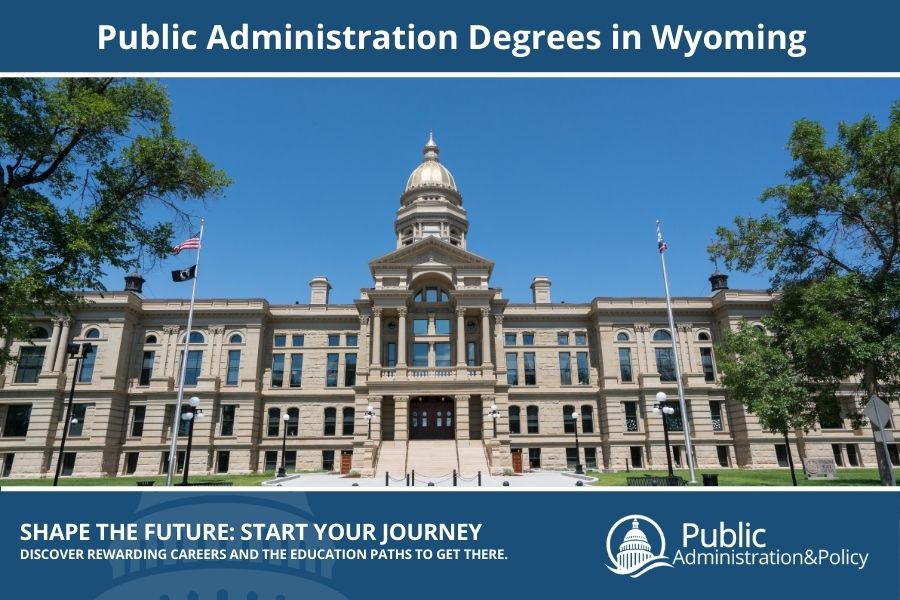 Wyoming State Capitol building in Cheyenne, a historic site with a golden dome reflecting Public Administration in Wyoming.