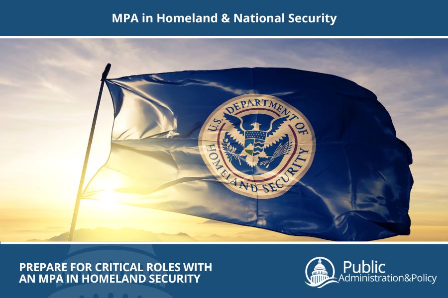 The official flag of the Department of Homeland Security, representing the MPA in Homeland & National Security