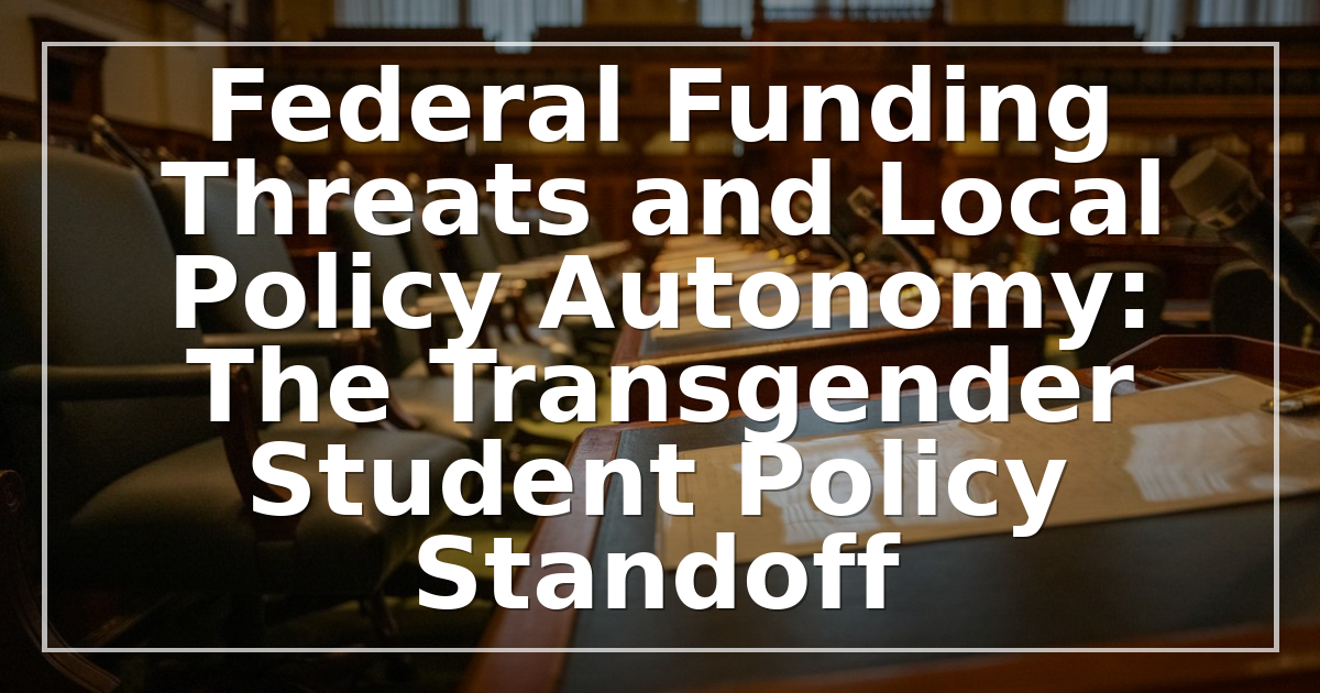Federal Funding Threats and Local Policy Autonomy: The Transgender Student Policy Standoff