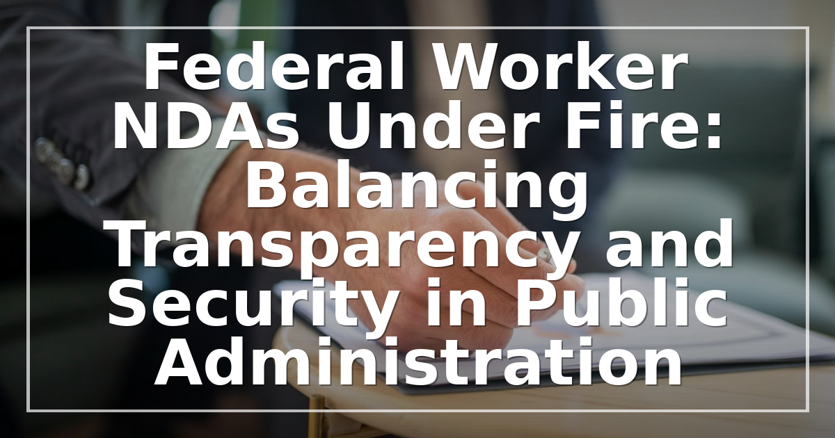 Federal Worker NDAs Under Fire: Balancing Transparency and Security in Public Administration