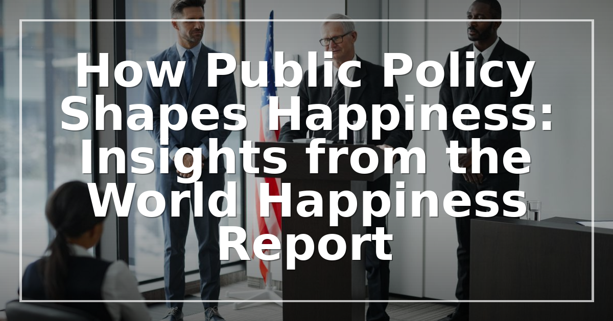 How Public Policy Shapes Happiness: Insights from the 2027 World Happiness Report