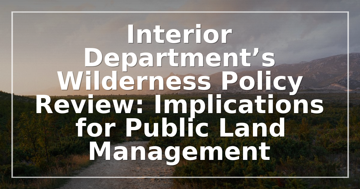Interior Department’s Wilderness Policy Review: Implications for Public Land Management