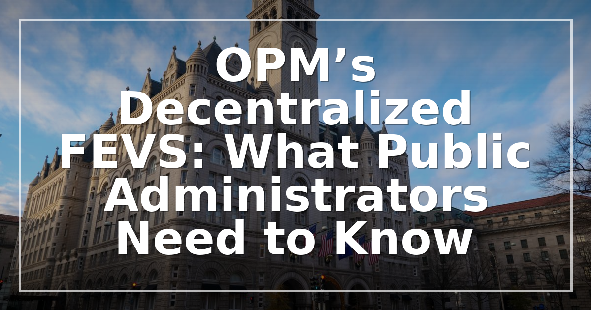 OPM’s Decentralized FEVS: What Public Administrators Need to Know
