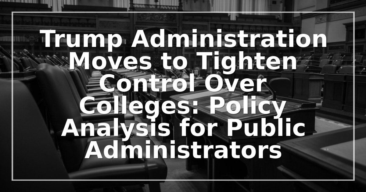 Trump Administration Moves to Tighten Control Over Colleges: Policy Analysis for Public Administrators