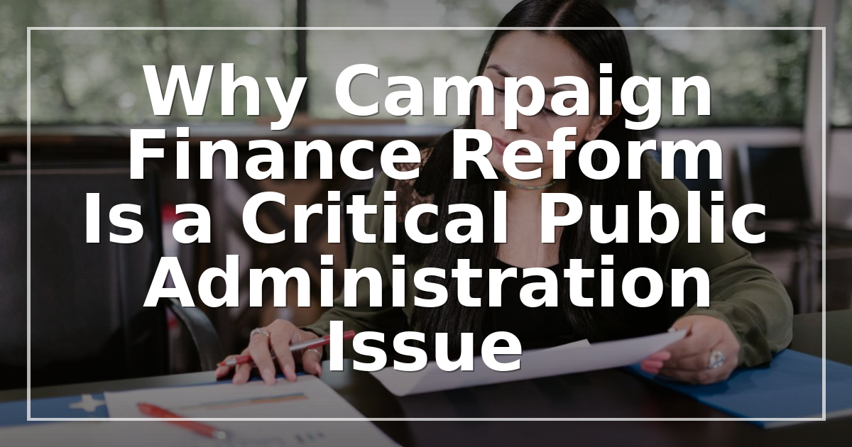 Why Campaign Finance Reform Is a Critical Public Administration Issue