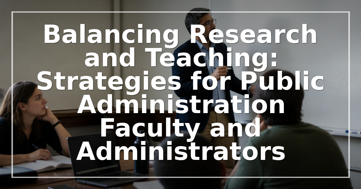 Balancing Research and Teaching: Strategies for Public Administration Faculty and Administrators