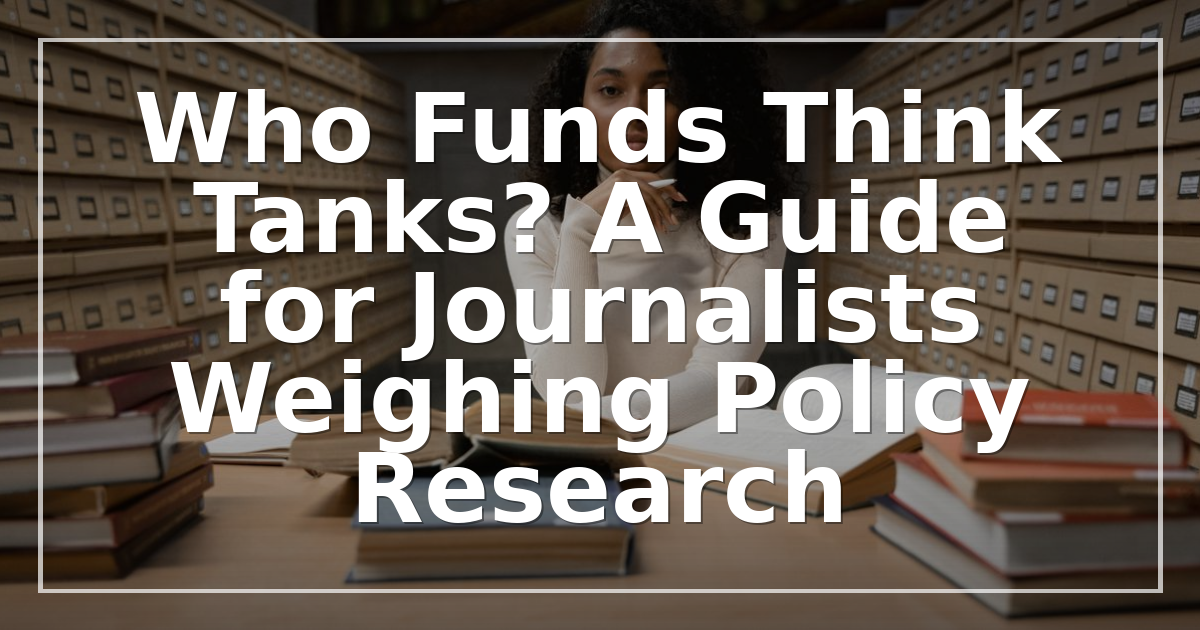 Who Funds Think Tanks? A Guide for Journalists Weighing Policy Research