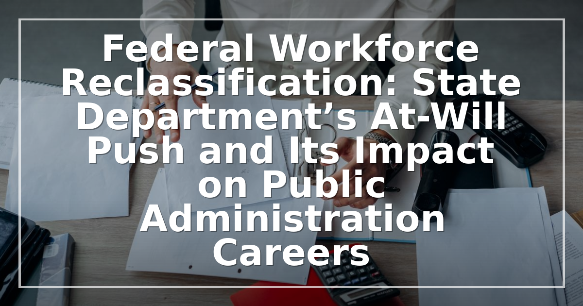 Federal Workforce Reclassification: State Department’s At-Will Push and Its Impact on Public Administration Careers